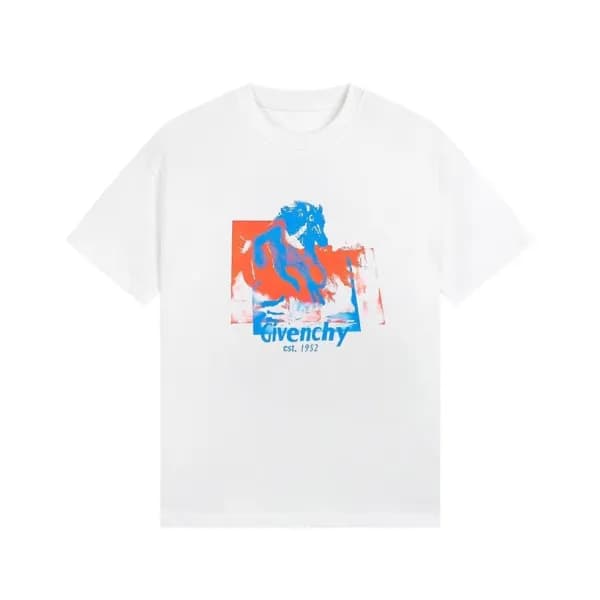 지방시 남성 크루넥 화이트 반팔티 - Givenchy Mens White Short Sle… - 1