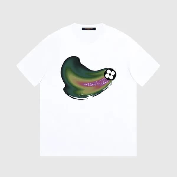 루이비통 남성 크루넥 화이트 반팔티 - Louis vuitton Mens White Sho… - 1