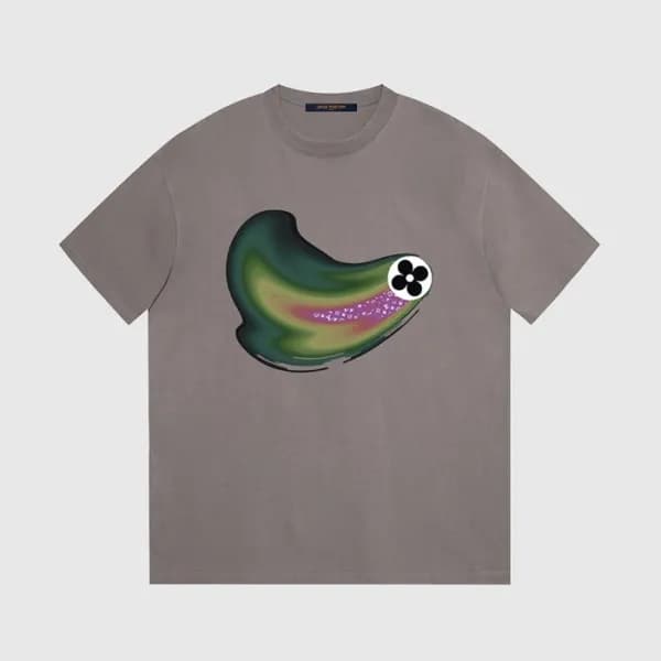 루이비통 남성 크루넥 그레이 반팔티 - Louis vuitton Mens Gray Shor… - 1