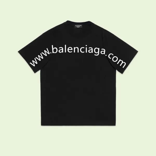발렌시아가 남성 블랙 크루넥 반팔티 - Balenciaga Mens Black Short … - 1