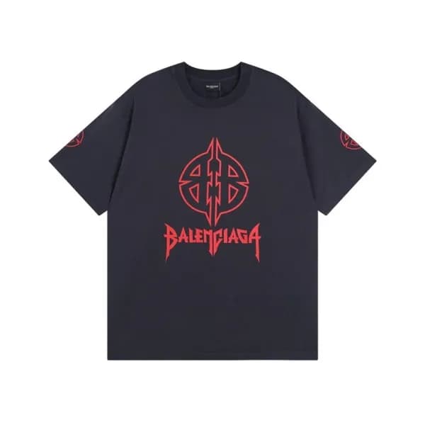 발렌시아가 남성 블랙 크루넥 반팔티 - Balenciaga Mens Black Short … - 1