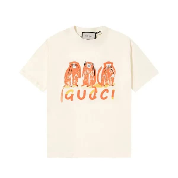 구찌 남/녀 아이보리 크루넥 반팔티 - Gucci Unisex Ivory Short sle… - 1