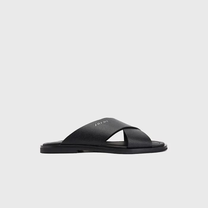 프라다 남성 크로스 스트랩 슬리퍼 【매장-140만원대】 - Prada Mens Black … - 1