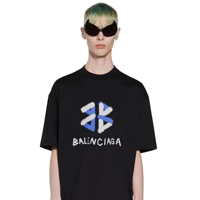 발렌시아가 남성 블랙 반팔 티셔츠 - Balenciaga Mens Black Tshirts… - 1