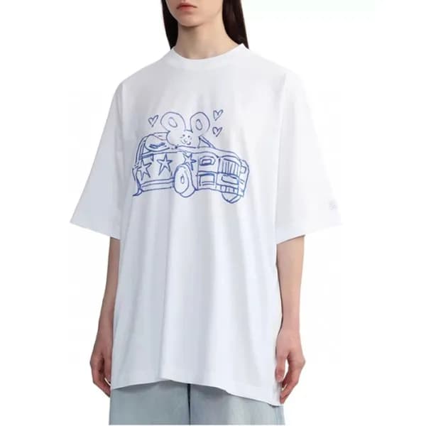 베트멍 여성 화이트 반팔 티셔츠 - Vetements Womens Over Size Tsh… - 1
