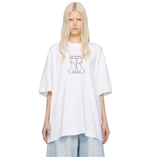 베트멍 여성 라운드 반팔 티셔츠 - Vetements Womens Over Size Tsh… - 1