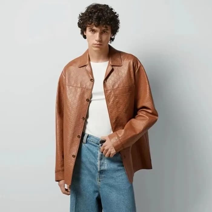 구찌 남성 가죽 자켓 - Gucci Mens Brown Jackets - guc2207x - 1