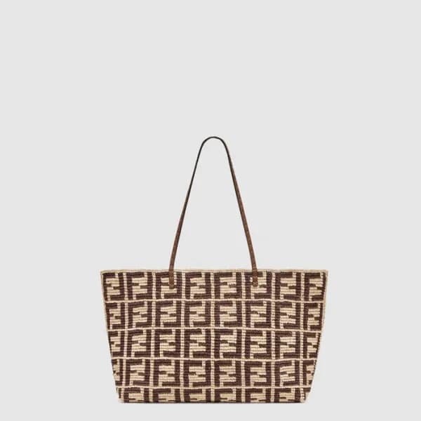 펜디 여성 FF 라피아 크로셰 토트백 - Fendi Womens FF Raffia Croc… - 1