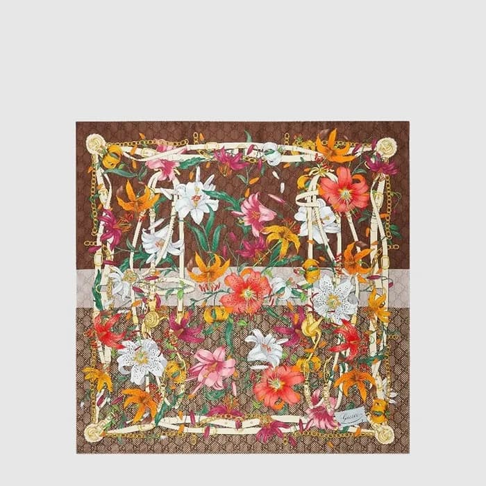 구찌 여성 플로라 프린트 까레 - Gucci Womens Flora Print Carré - acc8977x - 1