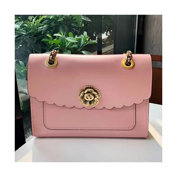 Coach Leather Chain Shoulder Bag,26cm - 코치 레더 체인 숄… - 1