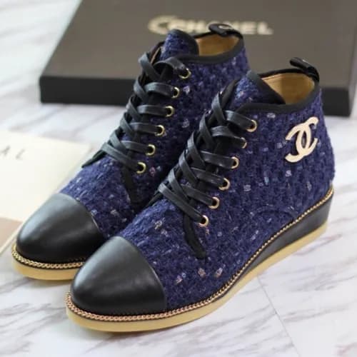 Chanel 2018 Ladies Leather Wedge Ankle Boots - 샤넬 … - 1