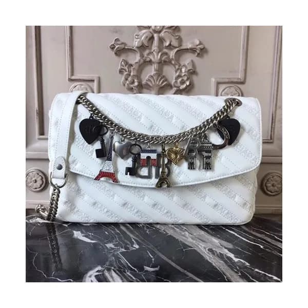 Balenciaga 2019 Lock Round Leather Chain Shoulder … - 1