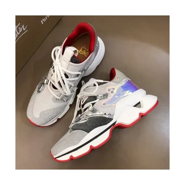 Christian Loubutin 2019 Mens Glitter Leather Sneak… - 1