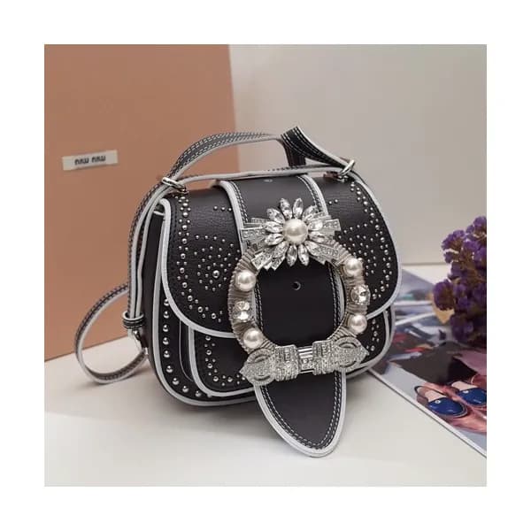 MiuMiu 2019 Lady Madras Stud Shoulder Cross Bag,20… - 1