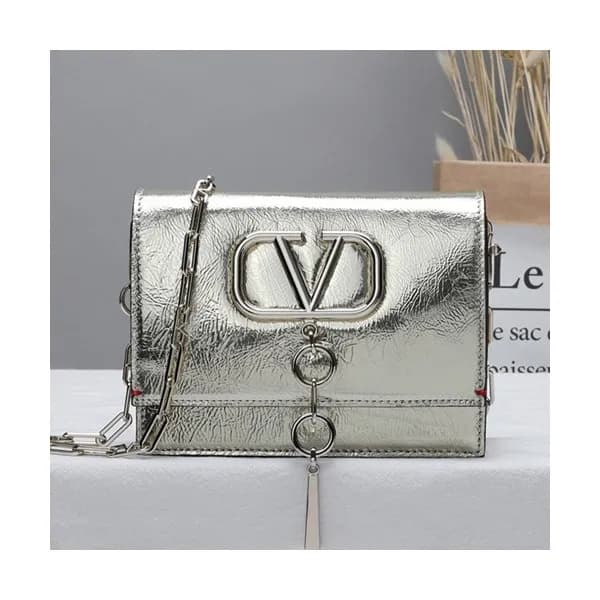 Valentino 2019 Vcase Leather Chain Shoudler Bag,17… - 1