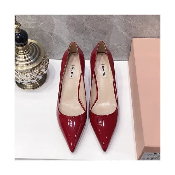 Miumiu 2019 Ladies Leather Middle-heel Pumps - 미우미… - 1