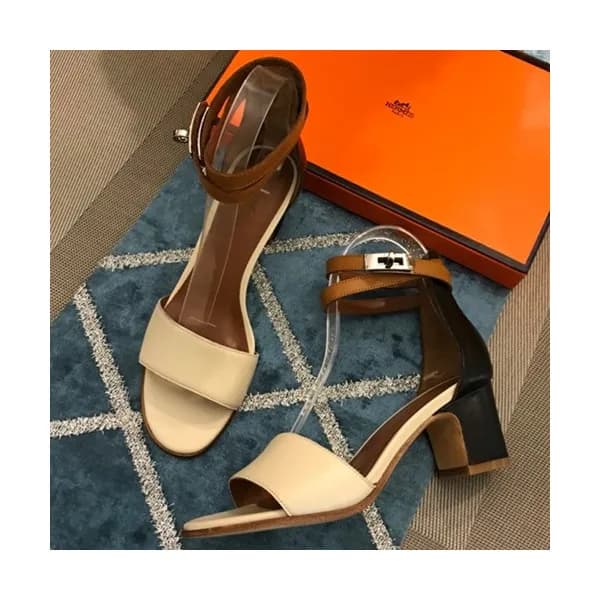 Hermes 2019 Ladies Leather Middle Heel Sandal - 에르… - 1