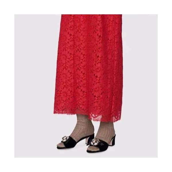Gucci 2019 Ladies Velvet Middle Heel Slipper - 구찌 … - 1