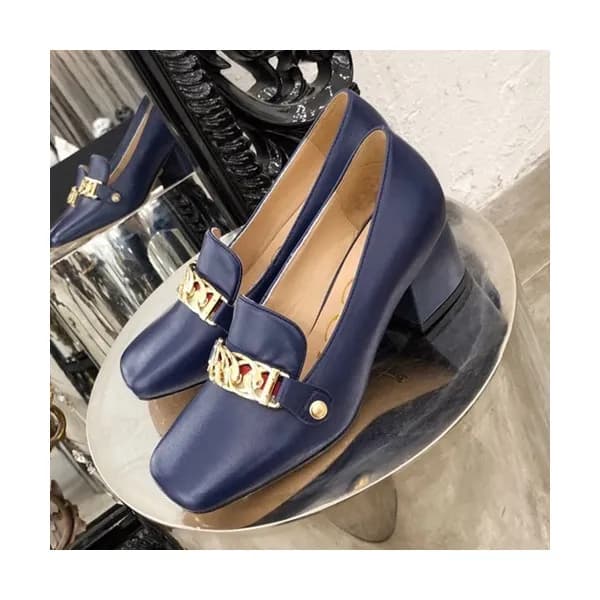 Gucci 2019 Ladies Middle-heel Leather Loafer - 구찌 … - 1