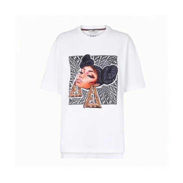 Fendi 2019 Mm/Wm Logo Cotton Short Sleeved Tshirt … - 1