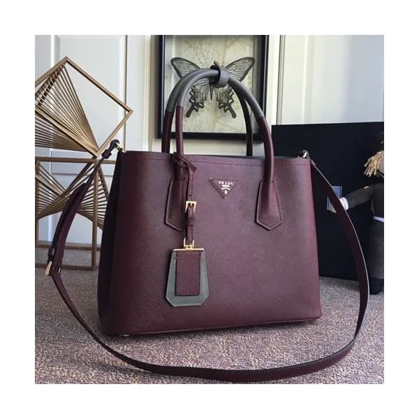 Prada 2020 Saffiano Double Tote Shoulder Bag,33CM … - 1