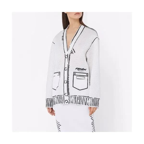 Fendi Womens Trendy V-neck Cardigan - 펜디 여성 드렌디 브이… - 1