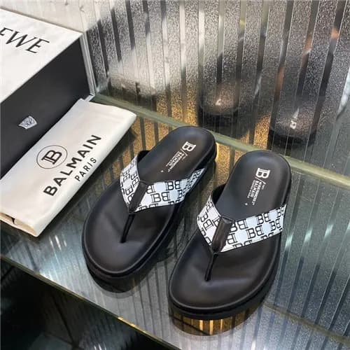 Balmain 2021 Men's Leather Slipper,BALMS0043 -… - 1