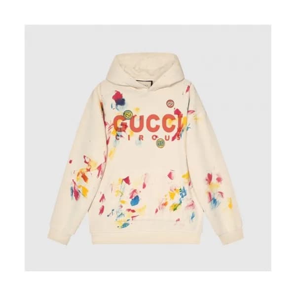 Gucci Mm/wm Logo Casual Oversize Cotton Hoodie Iv… - 1