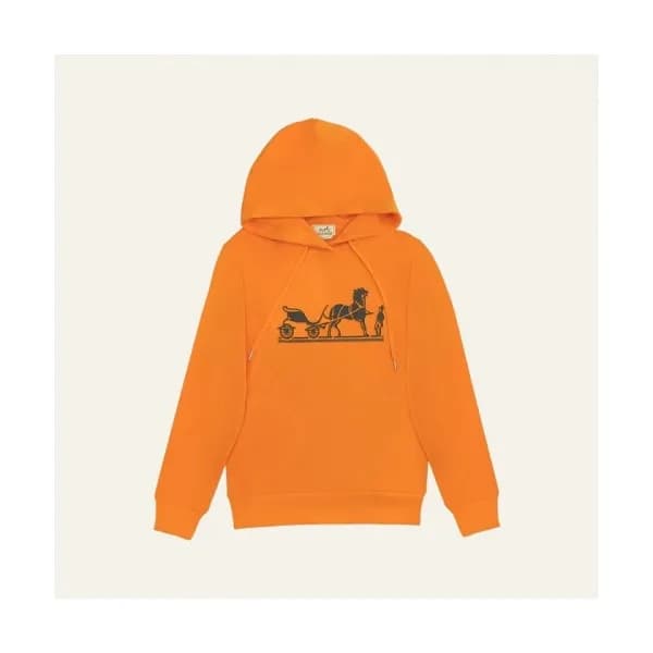 Hermes Mm/Wm Logo Casual Cotton Hoodie Orange - 에르… - 1
