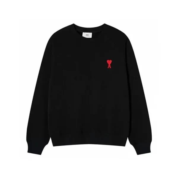 Ami Mens Logo Casual Cotton Man-to-man Black - 아미 … - 1