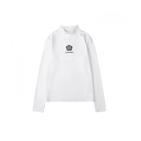 Chanel Womens Crew-neck Logo Cotton Tshirt White … - 1