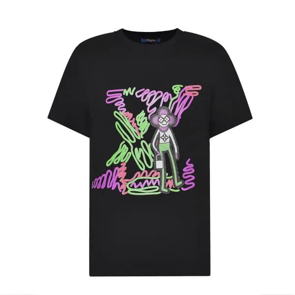 루이비통 남자 크루넥 블랙 반팔티 - Unisex Black Tshirts - lou039… - 1