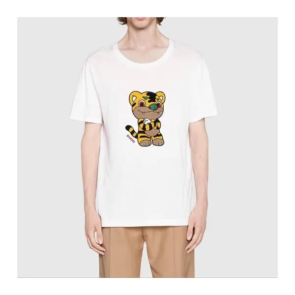 구찌 남/여 크루넥 화이트 반팔티 - Unisex White Tshirts - guc045… - 1
