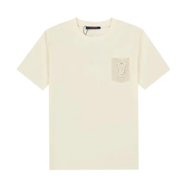 루이비통 남성 아이보리 크루넥 반팔티 - Mens Ivory Tshirts - lou041… - 1