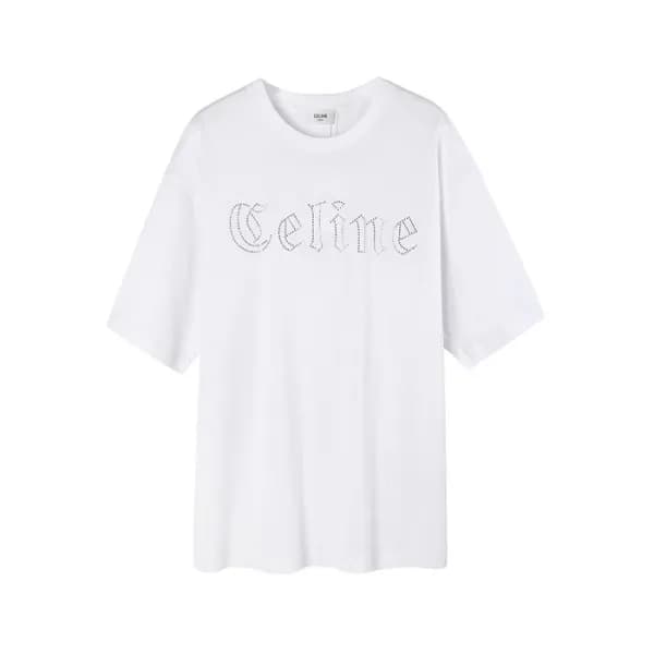 셀린느 남성 크루넥 화이트 반팔티 - Mens White Tshirts - cel0248x - 1
