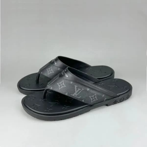루이비통 남성 이니셜 블랙 슬리퍼 - Mens Black Slippers - lou0425… - 1