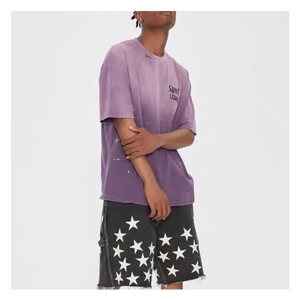 루이비통 남성 퍼플 크루넥 반팔티 - Mens Purple Tshirts - lou0485… - 1