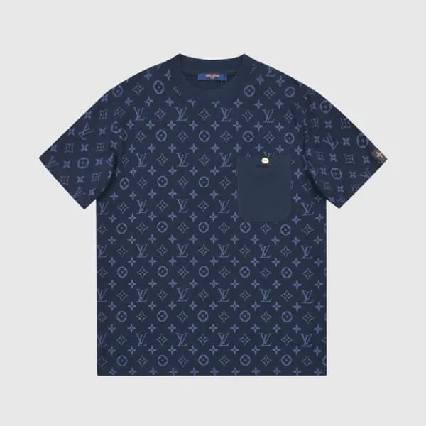 루이비통 남성 네이비 크루넥 반팔티 - Mens Navy Tshirts - lou04999… - 1