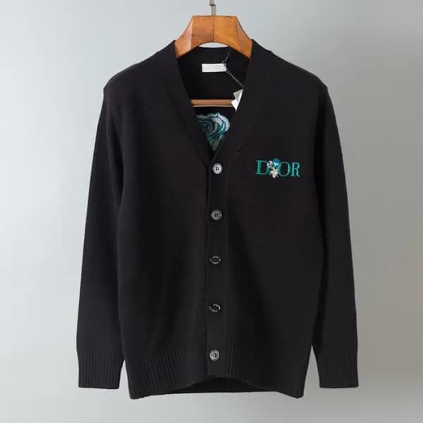 디올 남성 블랙 브이넥 가디건 - Dior Mens Black Cardigan - di15… - 1