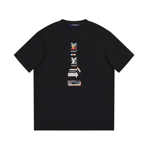 루이비통 남성 블랙 크루넥 반팔티 - Louis vuitton Mens Black Tshi… - 1