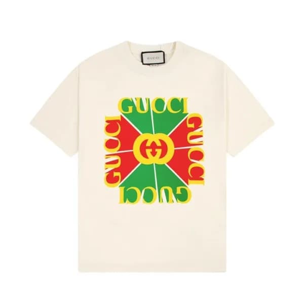 구찌 남/녀 아이보리 크루넥 반팔티 - Gucci Unisex Ivory Tshirts -… - 1