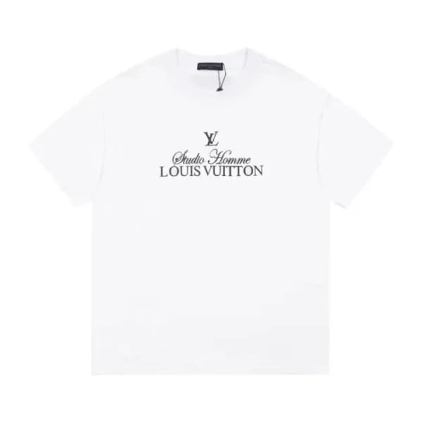 루이비통 남성 화이트 크루넥 반팔티 - Louis vuitton Mens White Tsh… - 1