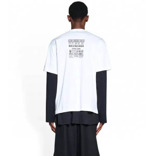 발렌시아가 남성 크루넥 화이트 반팔티 - Balenciaga Mens White Short… - 1