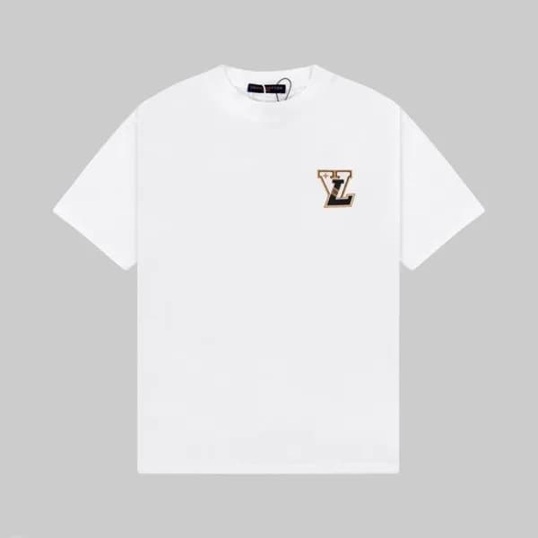 루이비통 남성 화이트 크루넥 반팔티 - Louis vuitton Mens White Sho… - 1