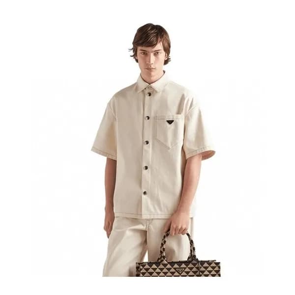 프라다 남성 베이지 반팔 셔츠 - Prada Mens Beige Short sleeved… - 1