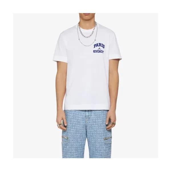 루이비통 남성 화이트 크루넥 반팔티 - Louis vuitton Mens White Sho… - 1