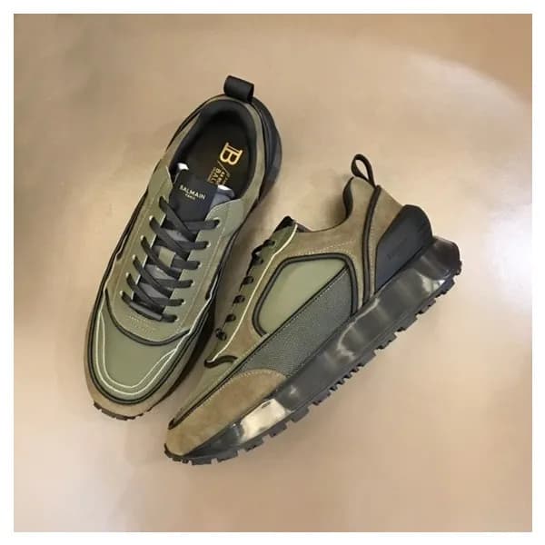 발망 남성 트렌디 카키 스니커즈 - Balmain Mens Khaki Sneakers - … - 1
