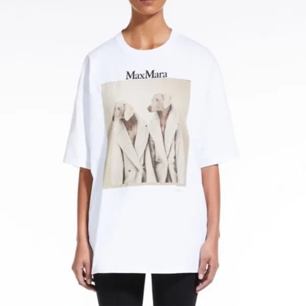막스마라 여성 화이트 크루넥 반팔티 - Maxmara Womens White Short s… - 1
