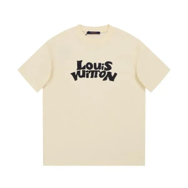 루이비통 남성 크루넥 아이보리 반팔티 - Louis vuitton Mens Ivory S… - 1