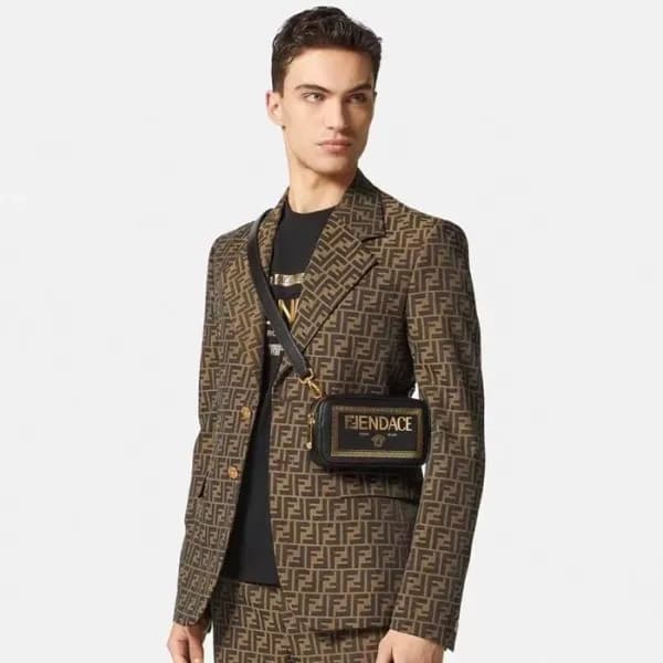 펜디 남성 모던 카키 슈트 자켓 - Fendi Mens Khaki Suit Jackets … - 1
